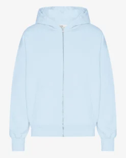 Organic Oversized Zip Hood - Polar Blue