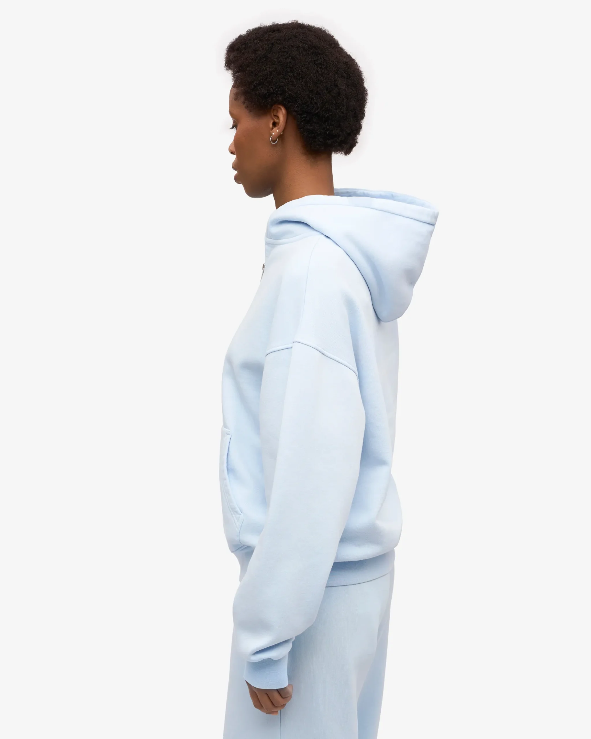 Organic Oversized Zip Hood - Polar Blue