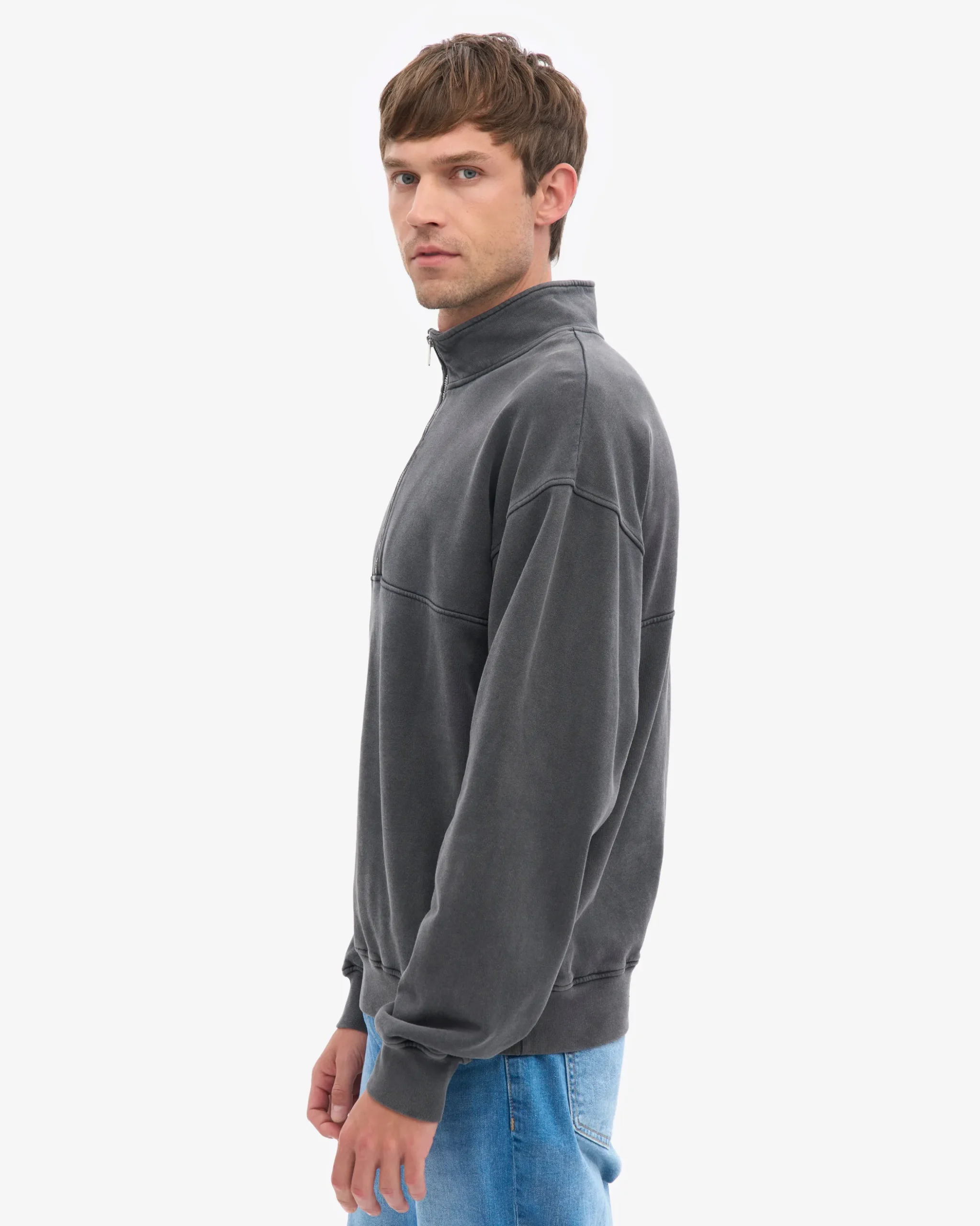 Organic Quarter Zip - Faded Black