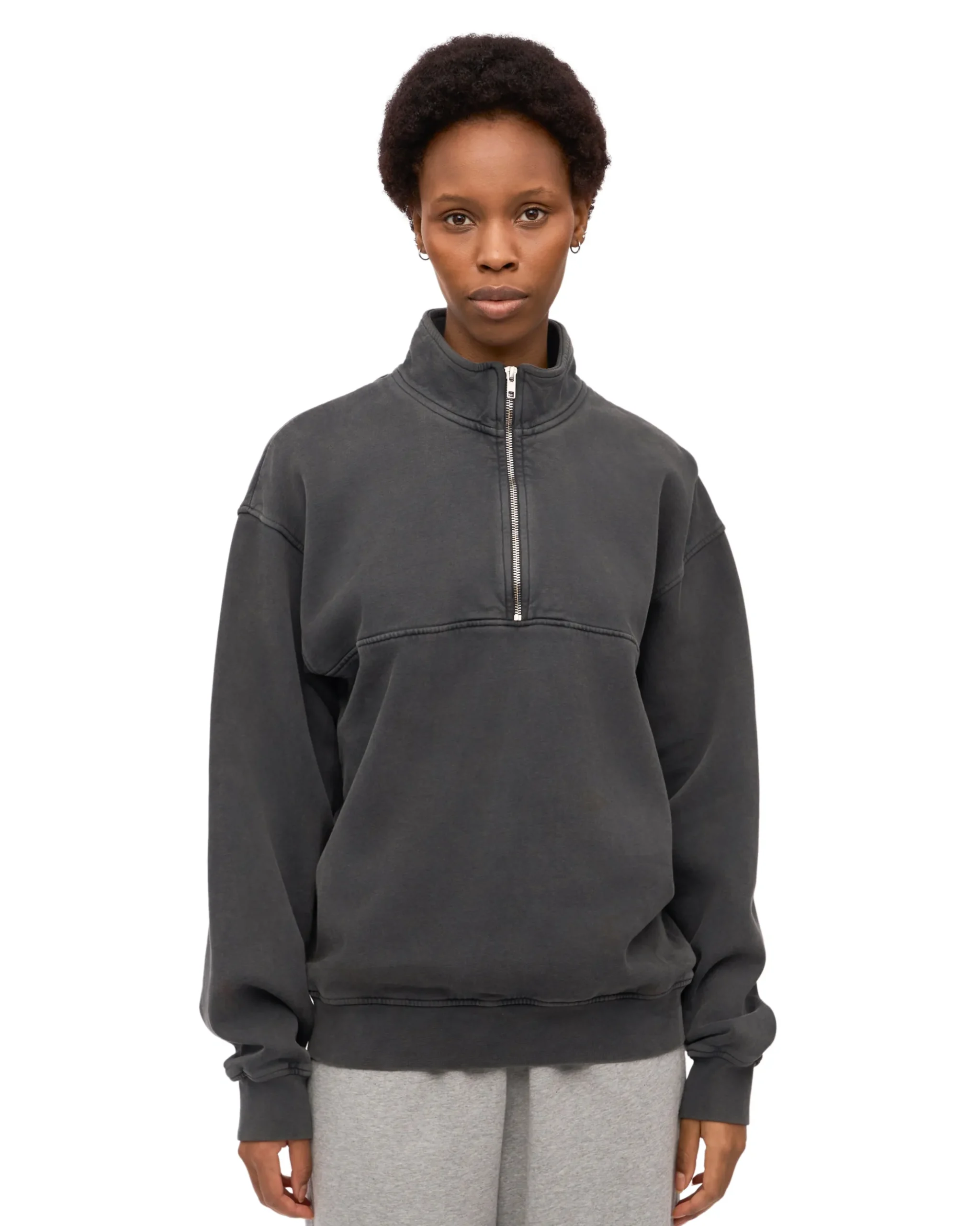 Organic Quarter Zip - Faded Black