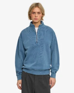 Organic Quarter Zip - Faded Indigo