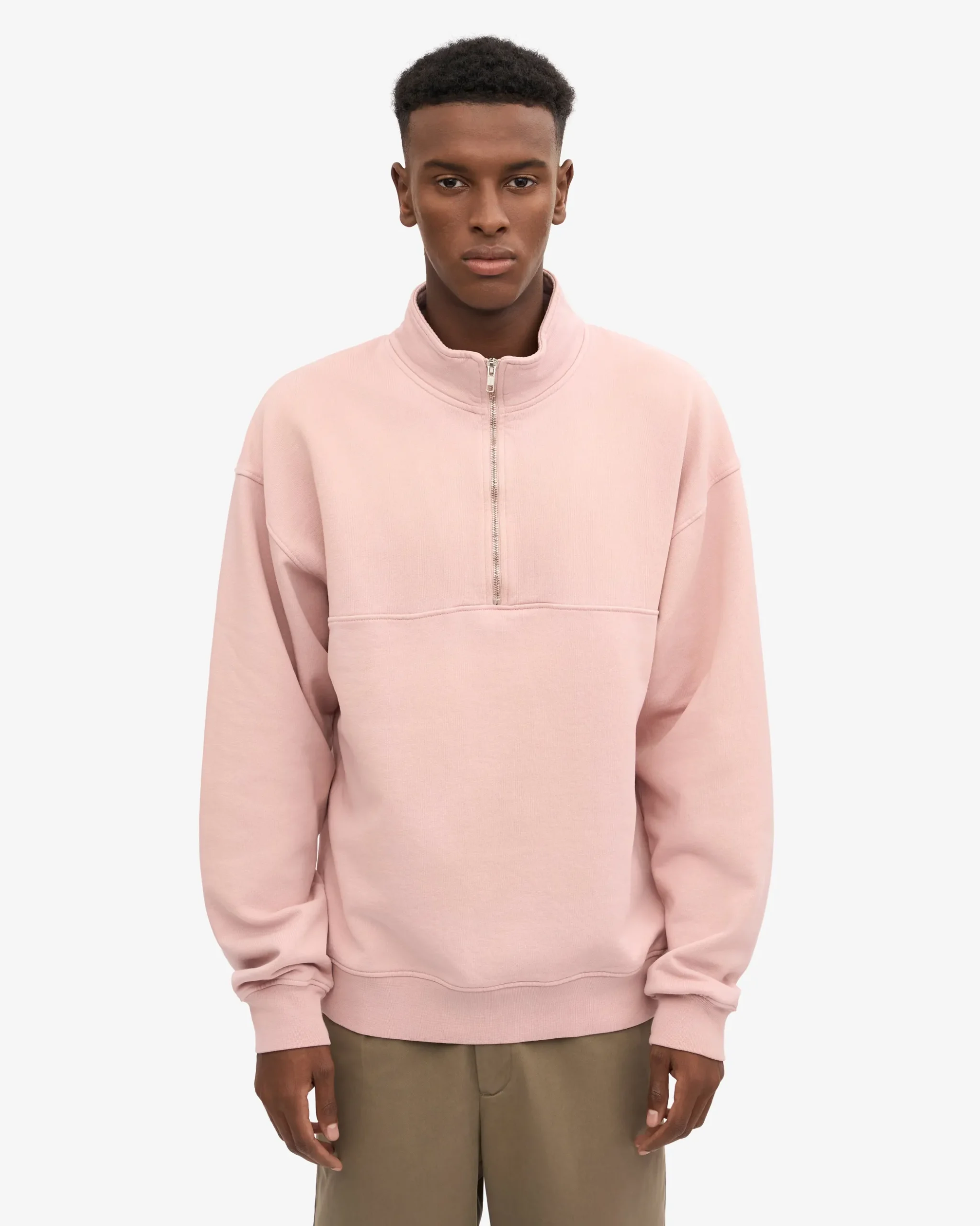 Organic Quarter Zip - Faded Pink