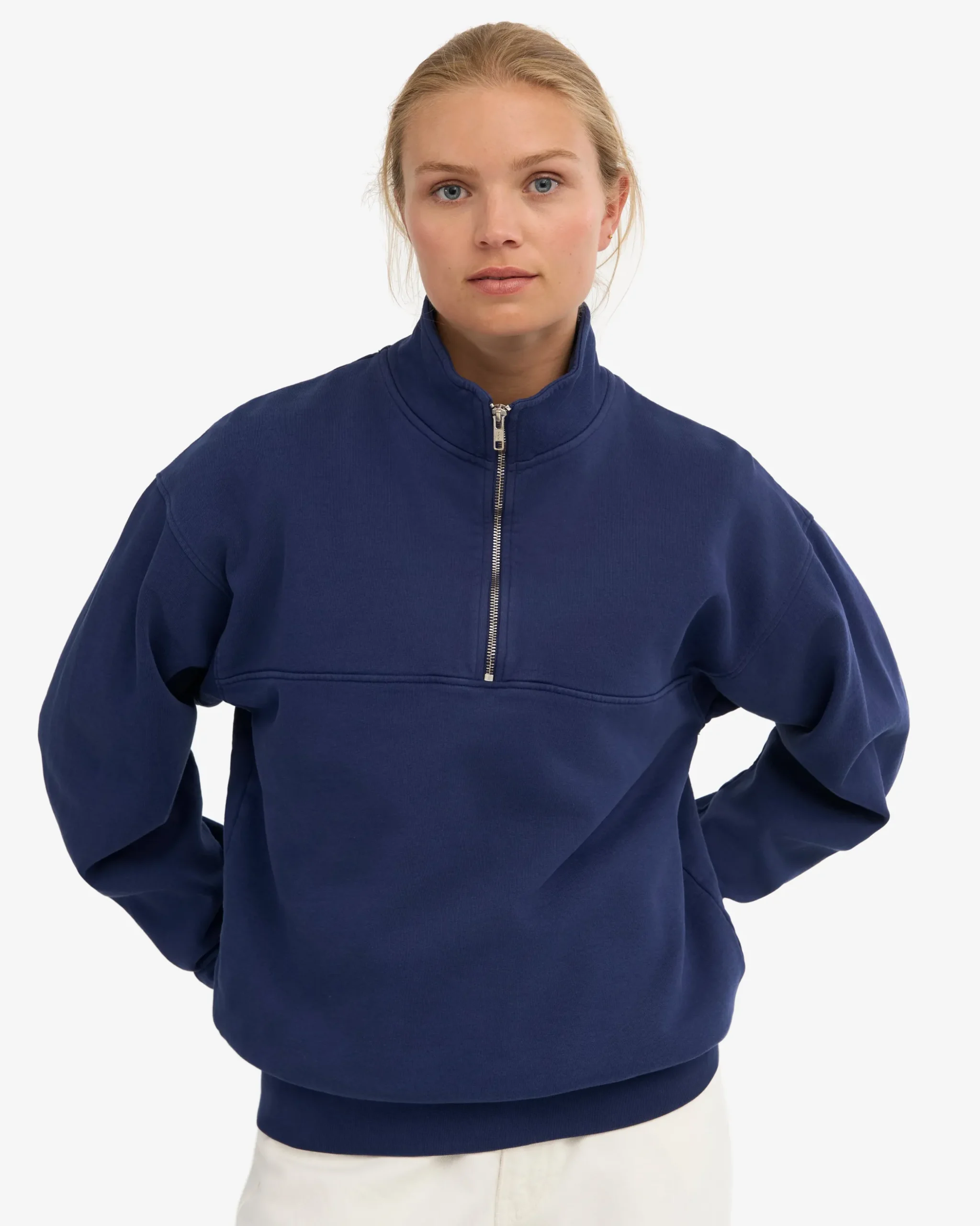 Organic Quarter Zip - Marine Blue