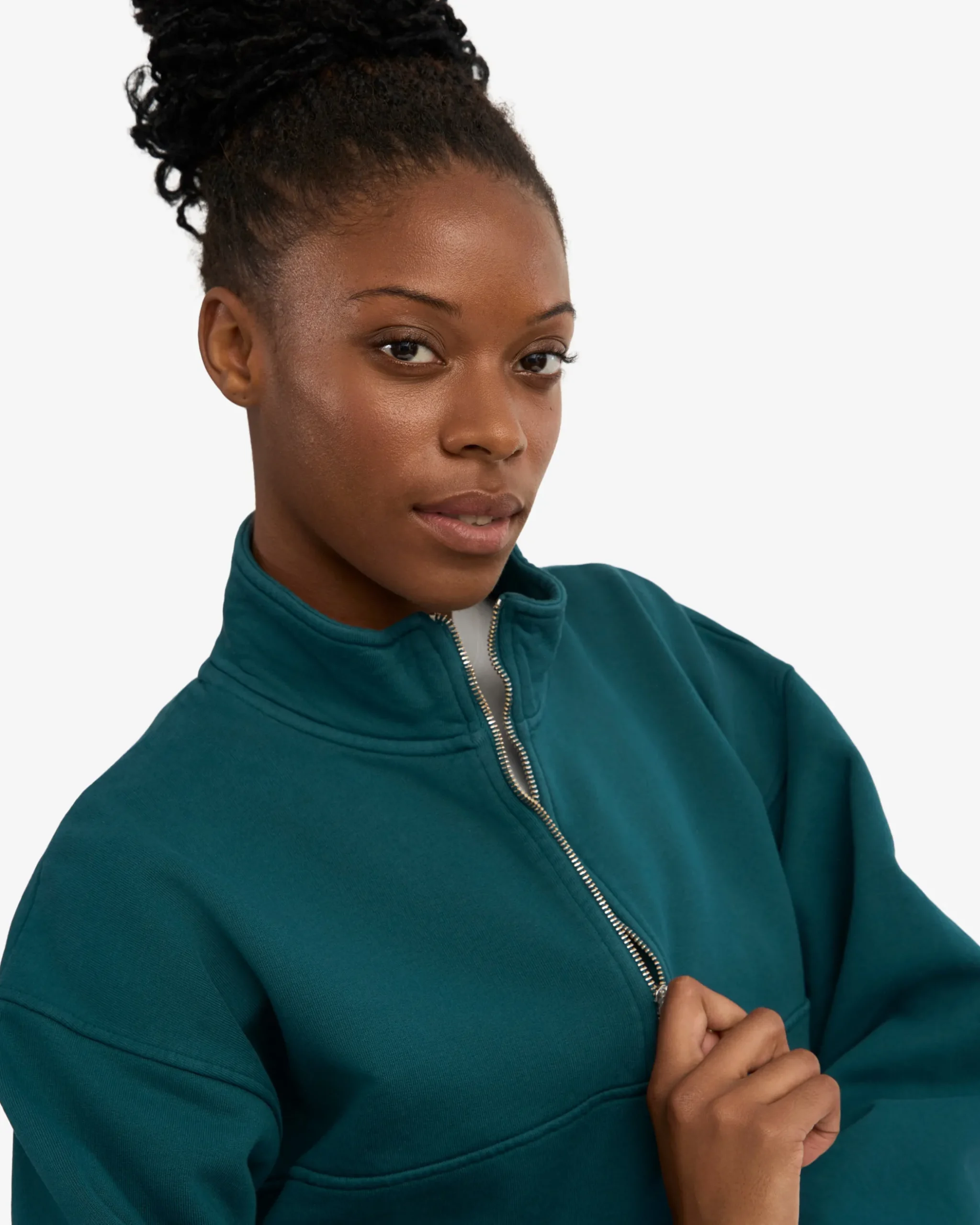 Organic Quarter Zip - Ocean Green