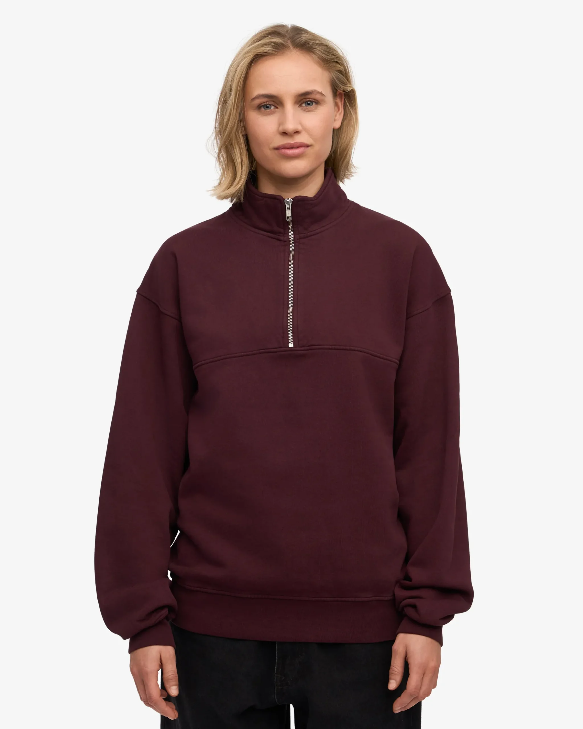 Organic Quarter Zip - Oxblood Red