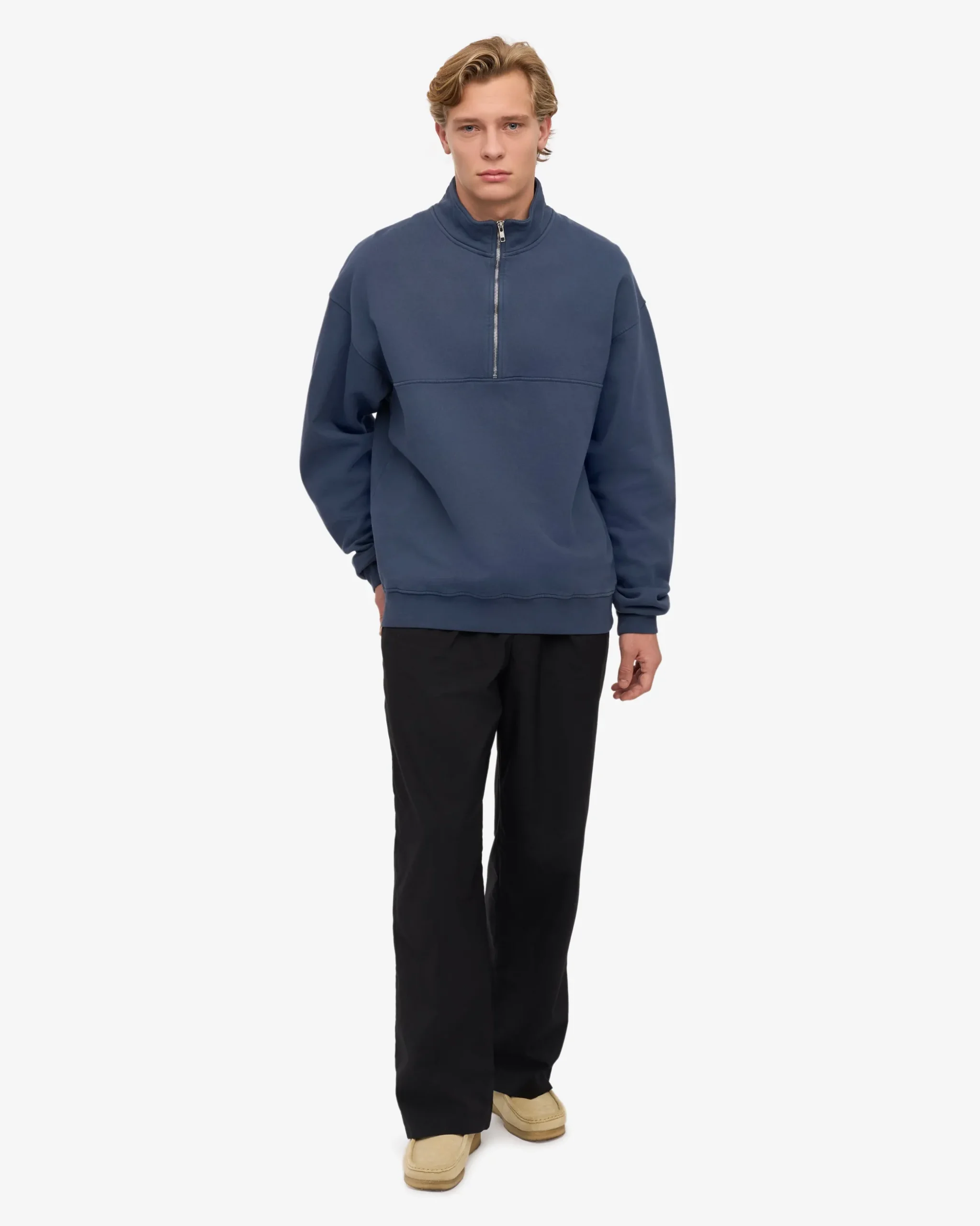 Organic Quarter Zip - Petrol Blue