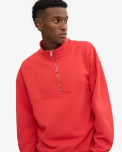 Organic Quarter Zip - Red Tangerine