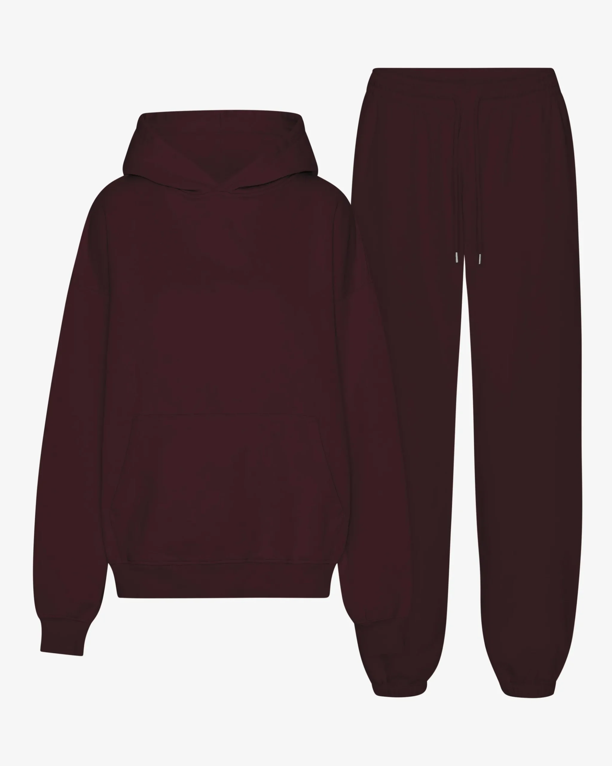 Organic Relaxed Hood Sweatsuit - Oxblood Red