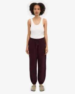 Organic Relaxed Sweatpants - Oxblood Red