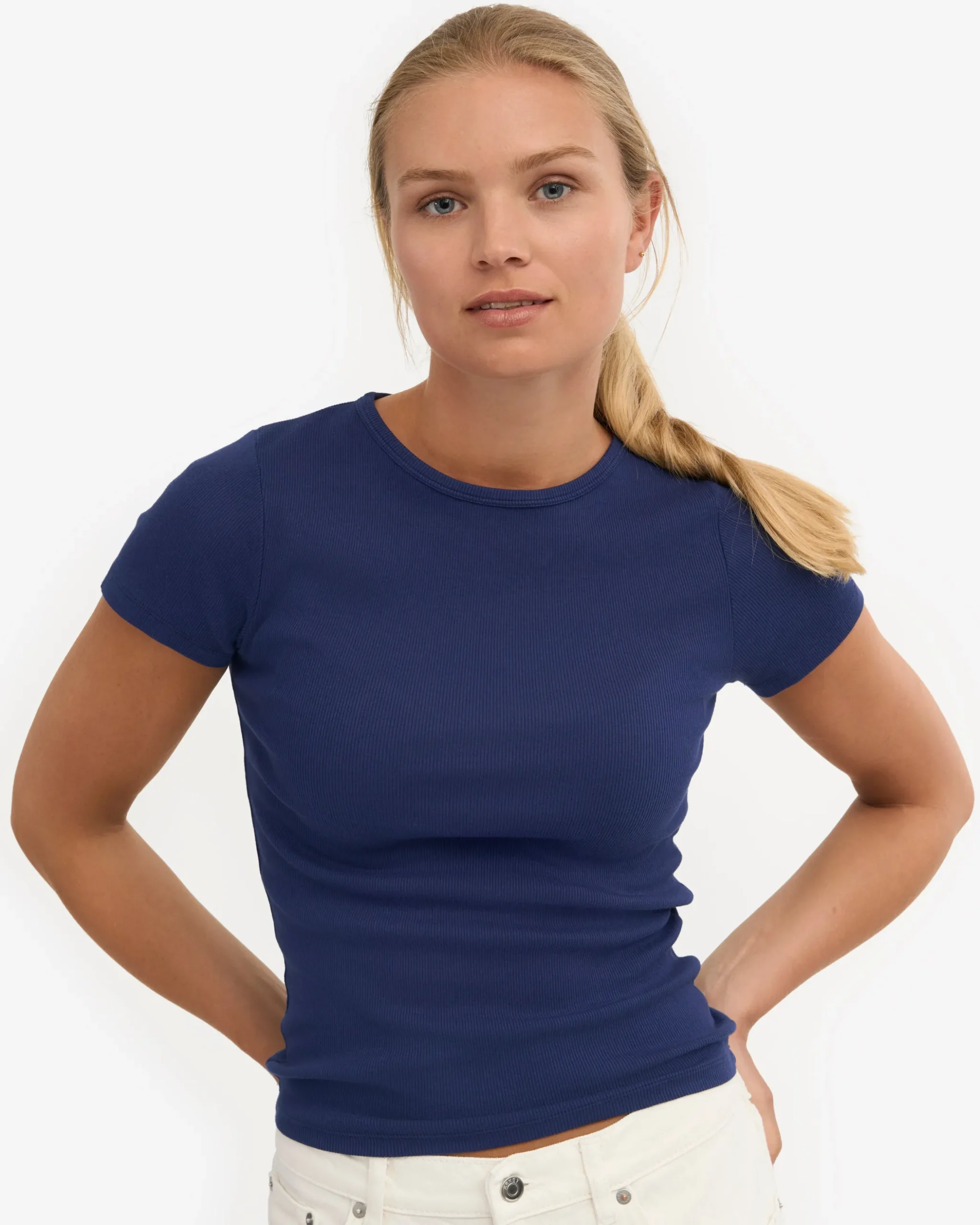 Organic Rib T-Shirt - Marine Blue