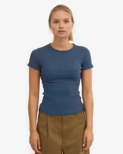 Organic Rib T-Shirt - Petrol Blue