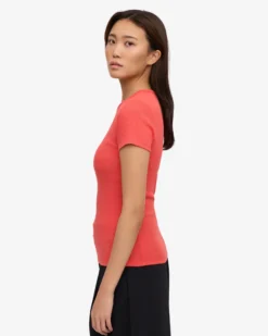 Organic Rib T-Shirt - Red Tangerine