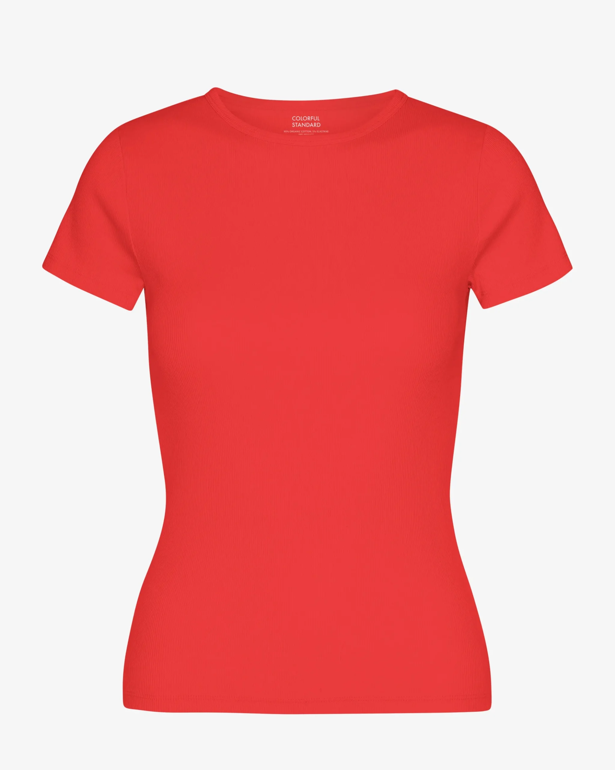 Organic Rib T-Shirt - Red Tangerine