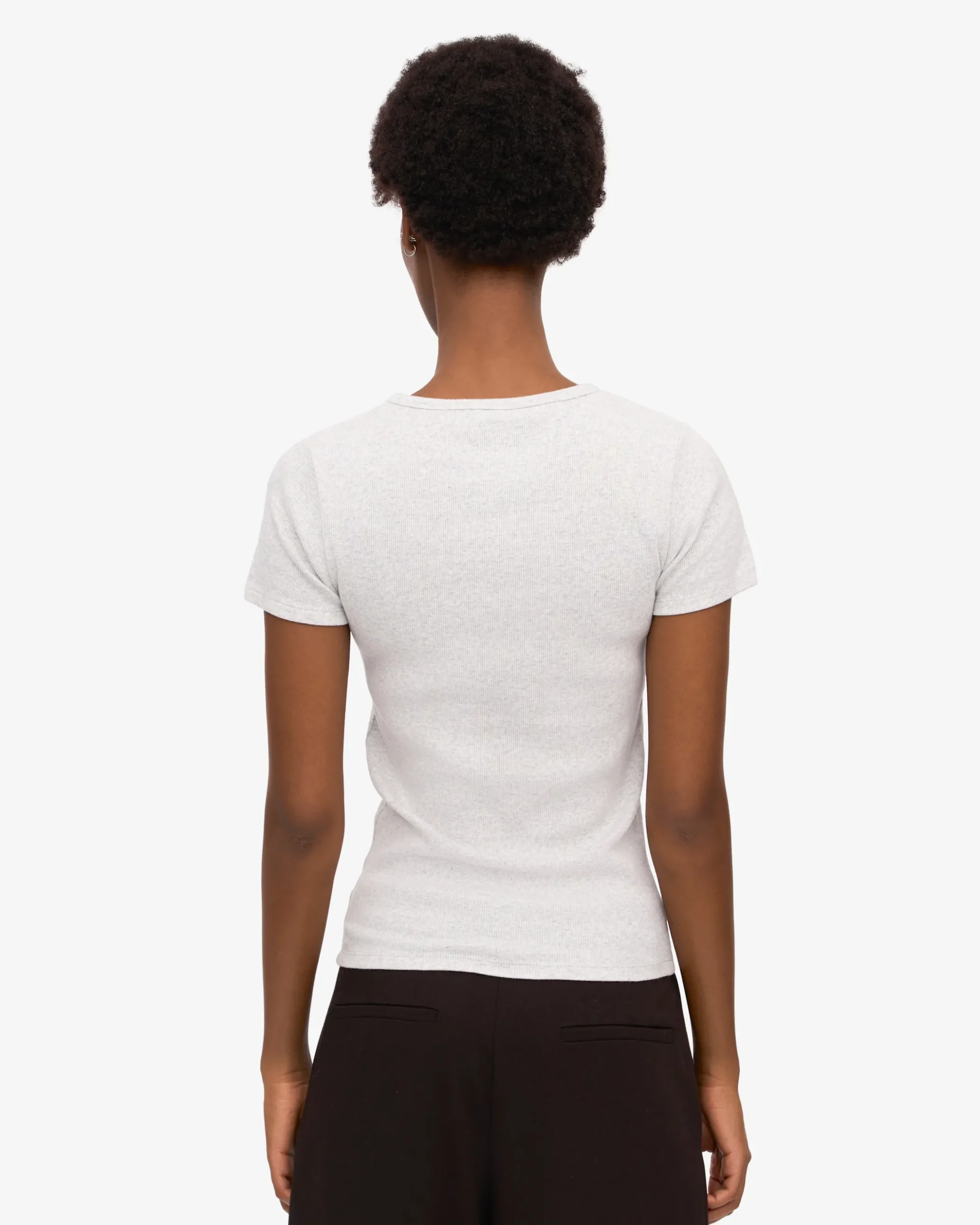 Organic Rib T-Shirt - Snow Melange