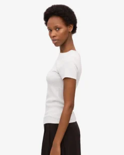 Organic Rib T-Shirt - Snow Melange