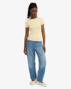 Organic Rib T-Shirt - Soft Yellow