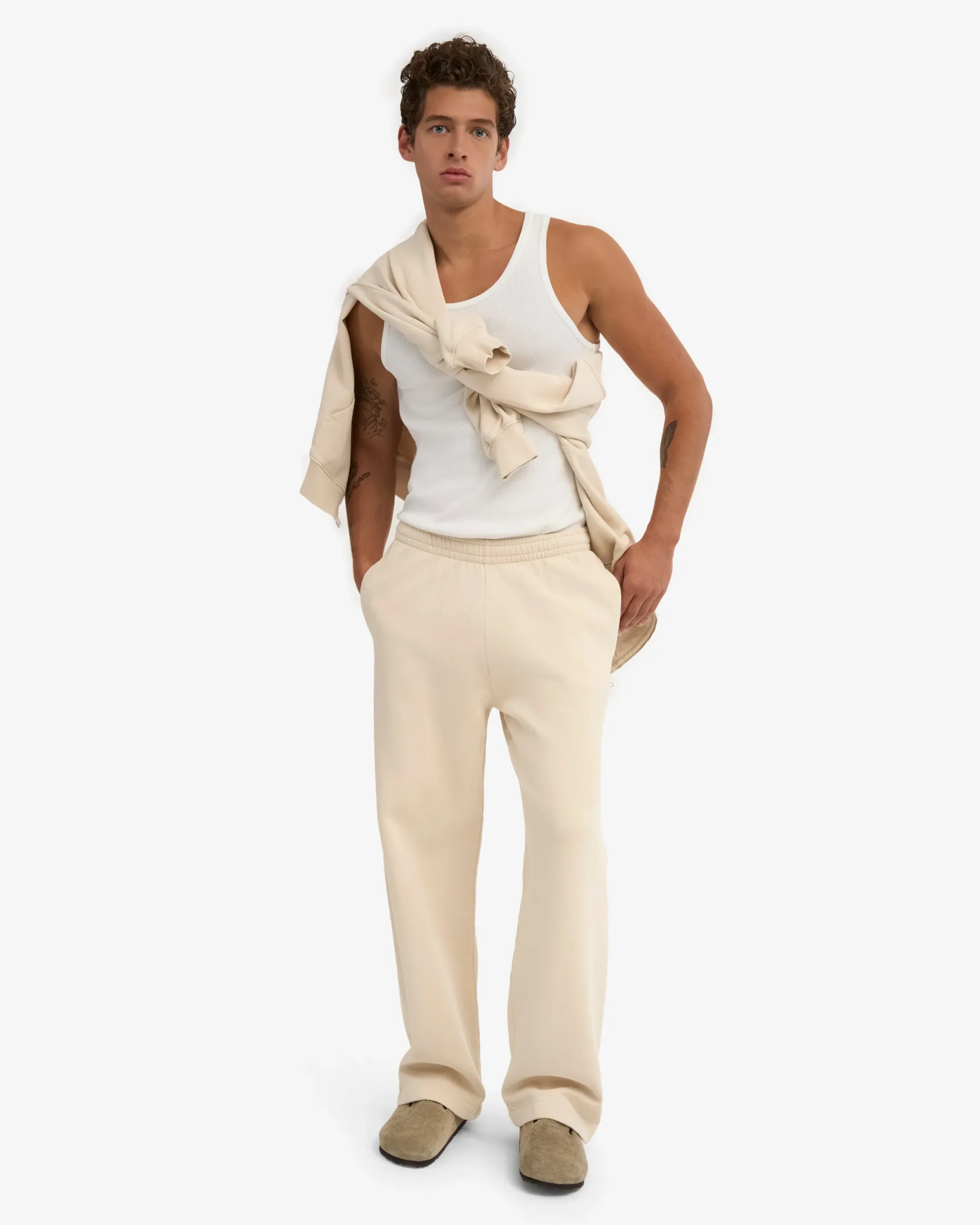 Organic Straight Leg Sweatpants - Ivory White
