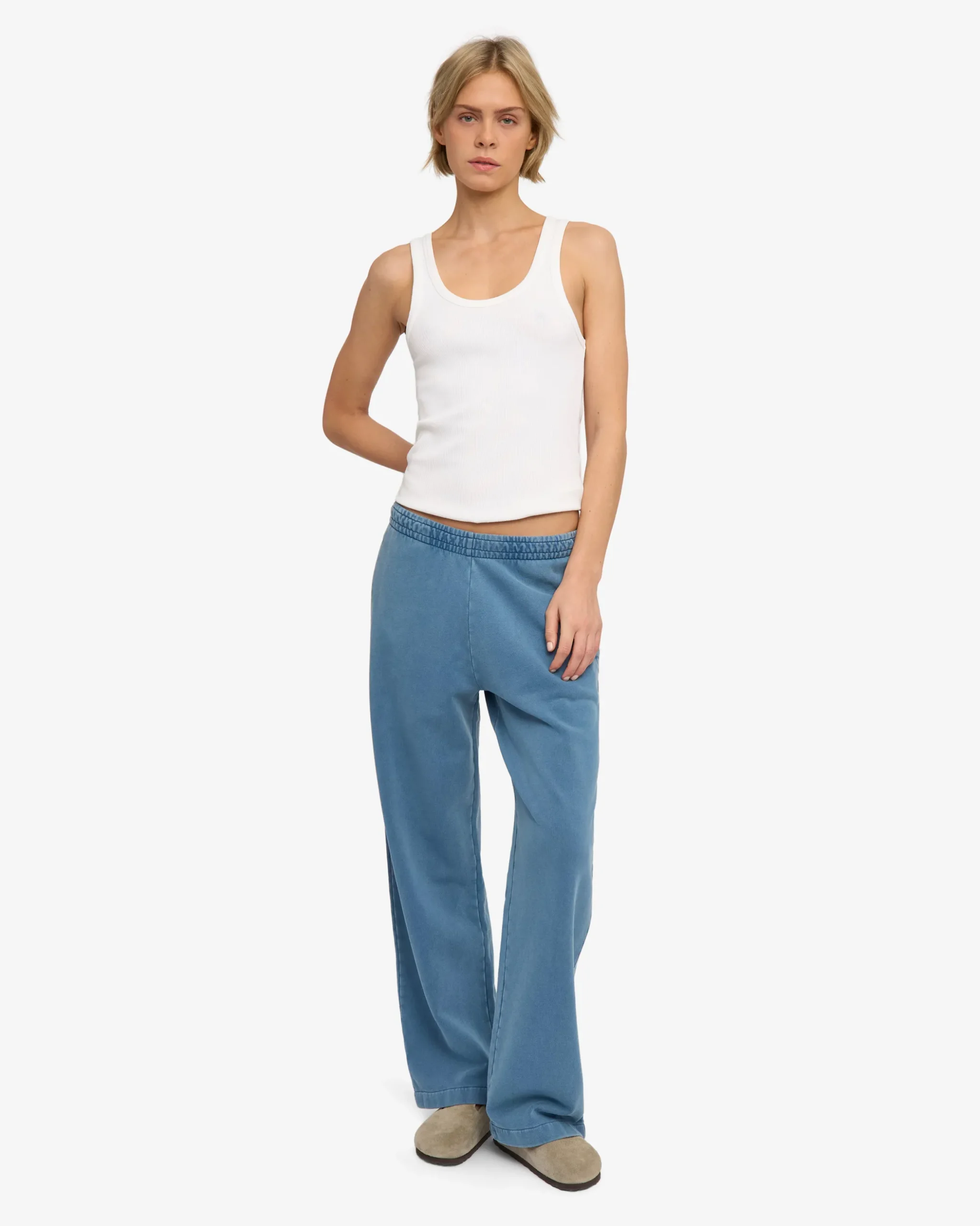 Organic Straight Leg Sweatpants - Faded Indigo
