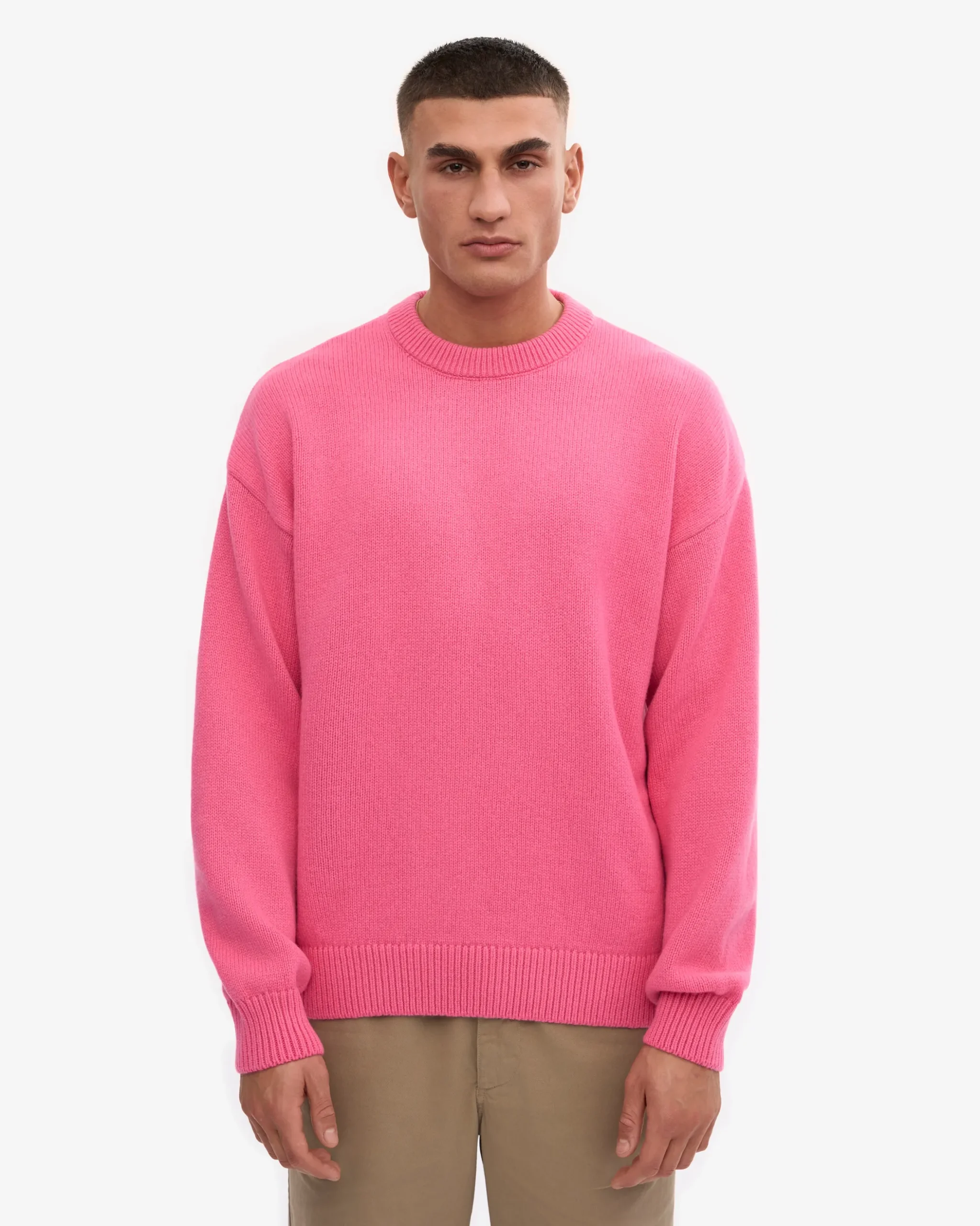 Oversized Merino Wool Crew - Bubblegum Pink