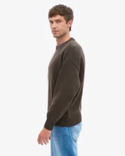 Oversized Merino Wool Crew - Coffee Brown