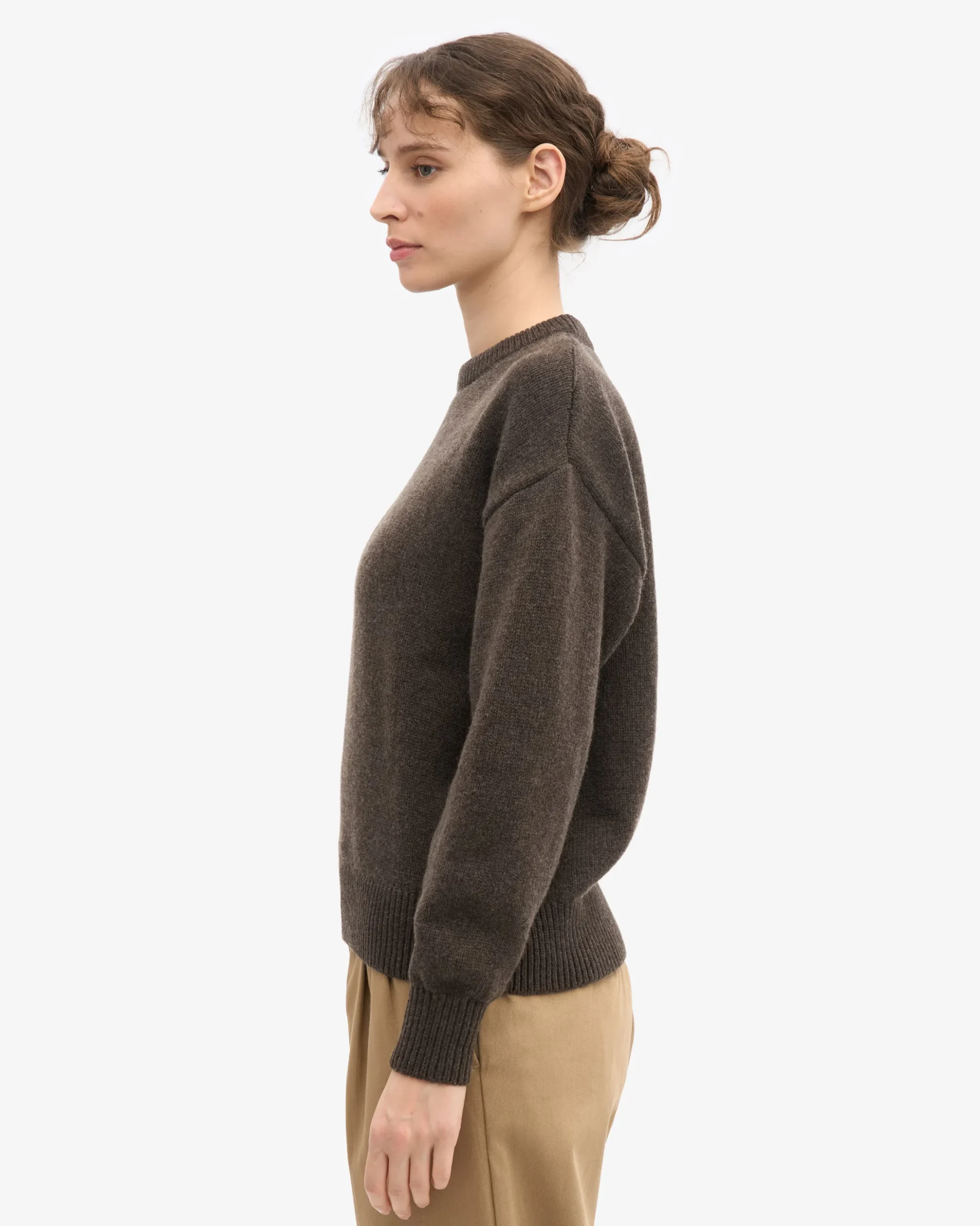 Oversized Merino Wool Crew - Coffee Brown