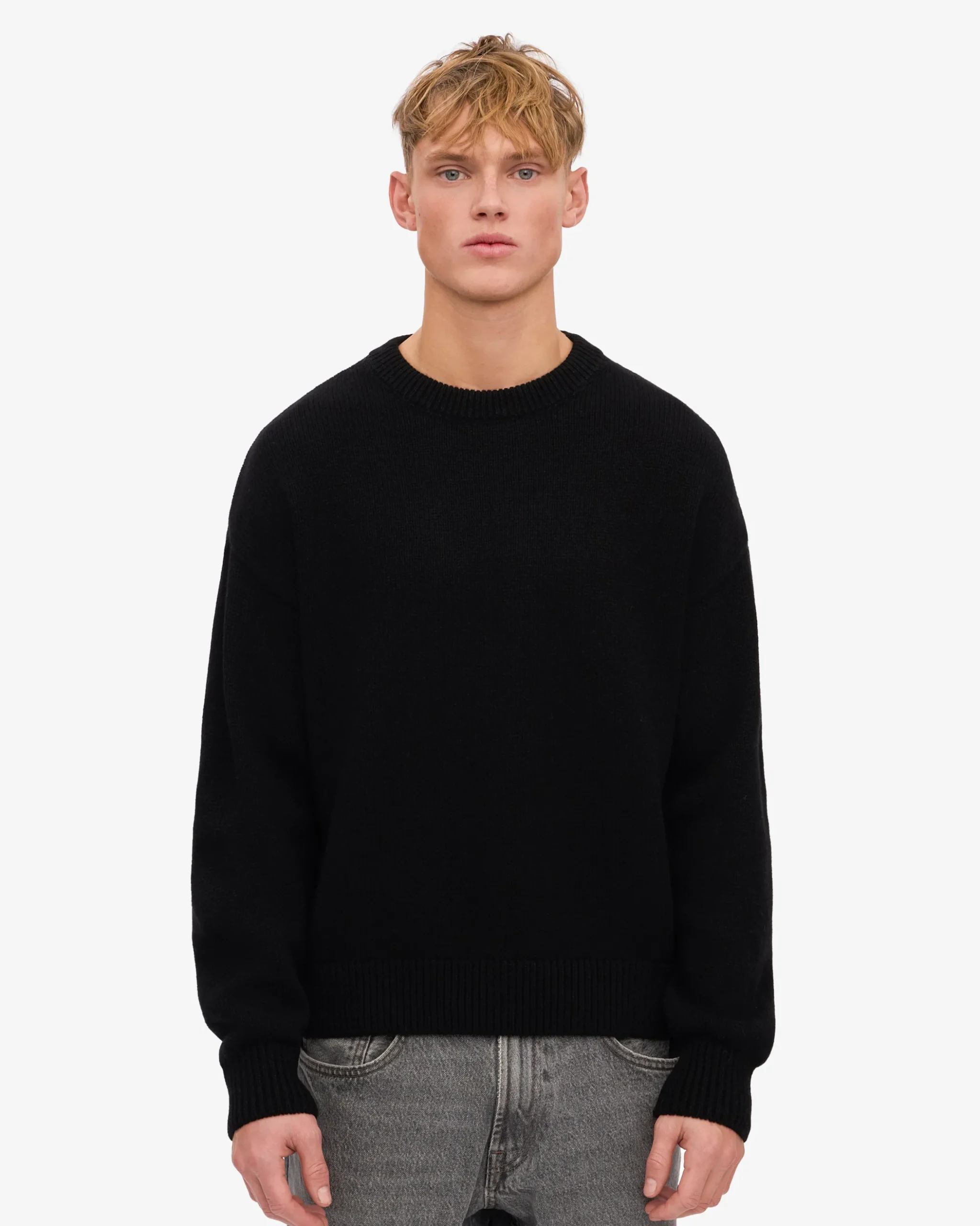 Oversized Merino Wool Crew - Deep Black