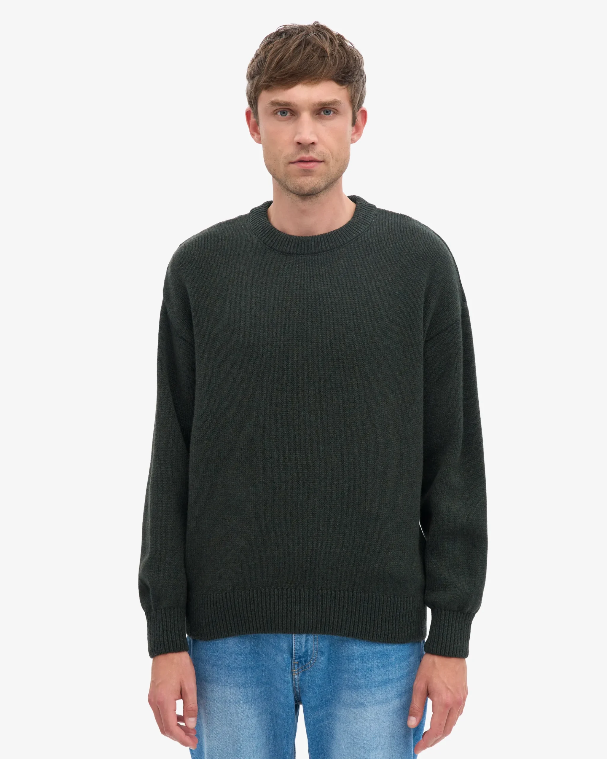 Oversized Merino Wool Crew - Hunter Green