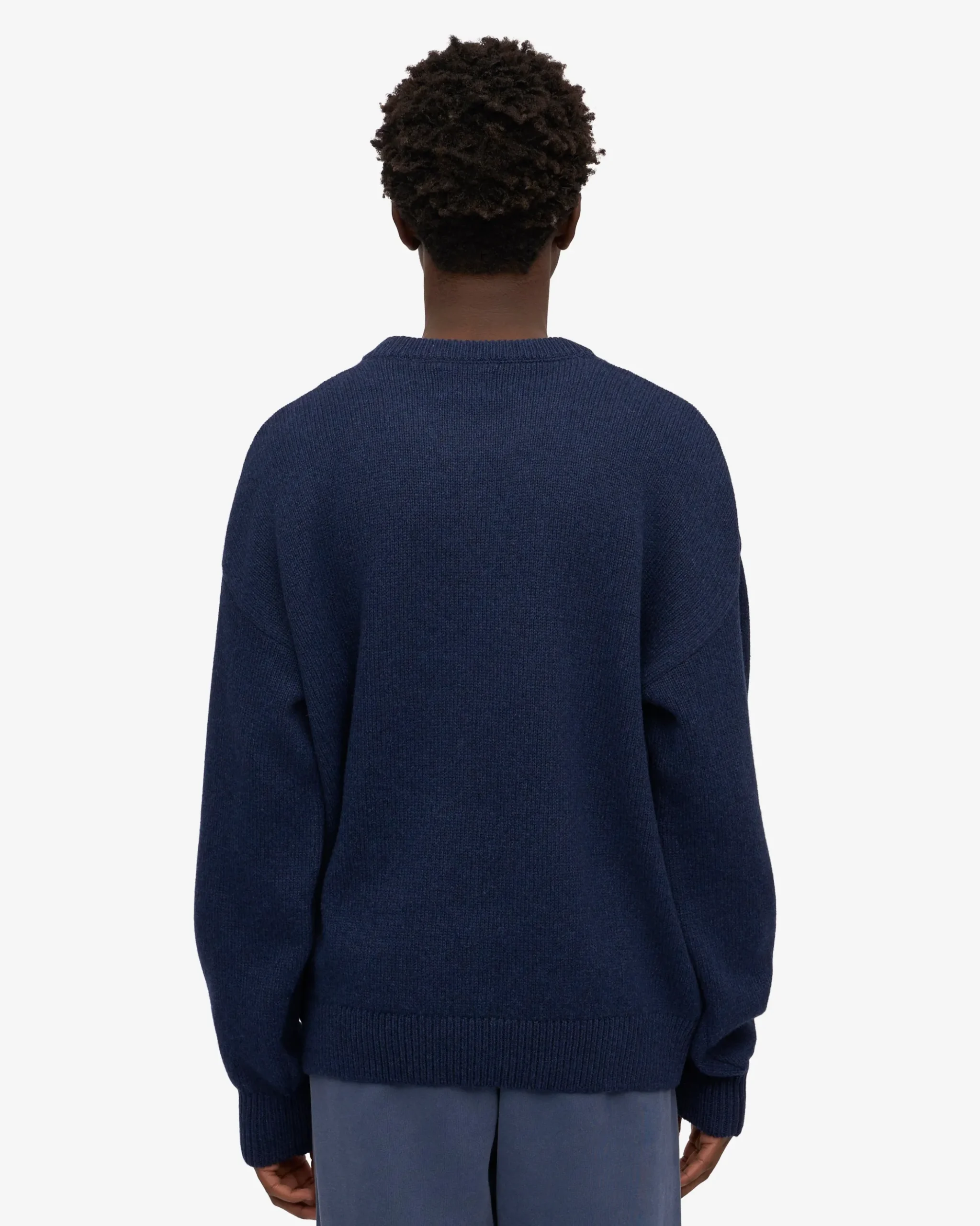Oversized Merino Wool Crew - Marine Blue