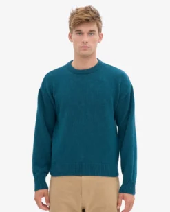 Oversized Merino Wool Crew - Ocean Green