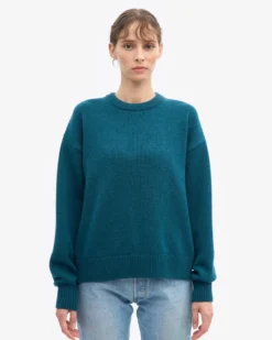Oversized Merino Wool Crew - Ocean Green