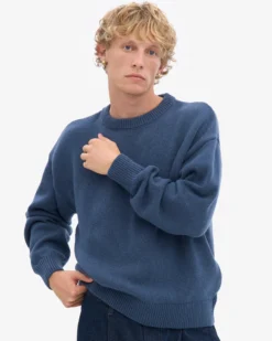 Oversized Merino Wool Crew - Petrol Blue