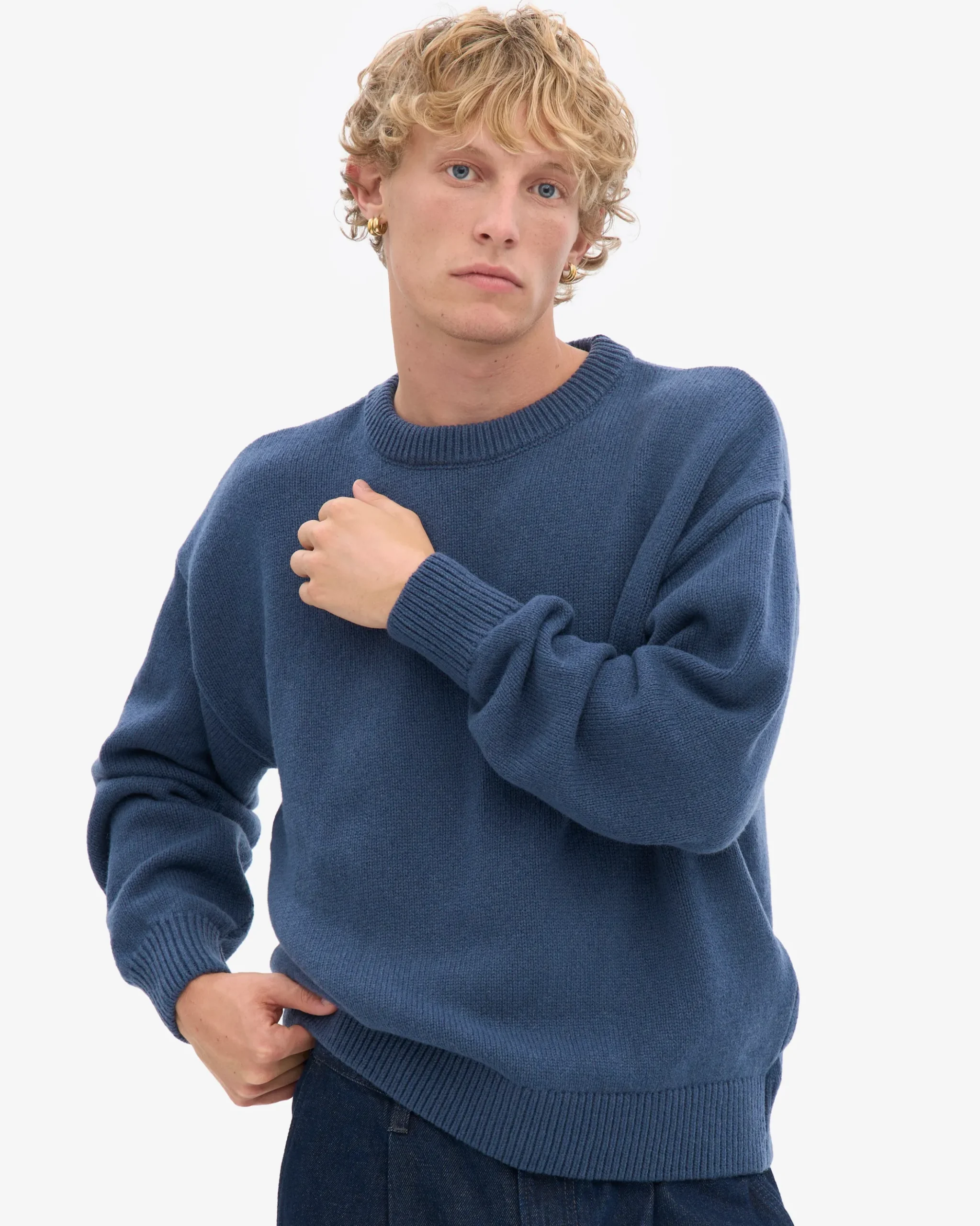 Oversized Merino Wool Crew - Petrol Blue