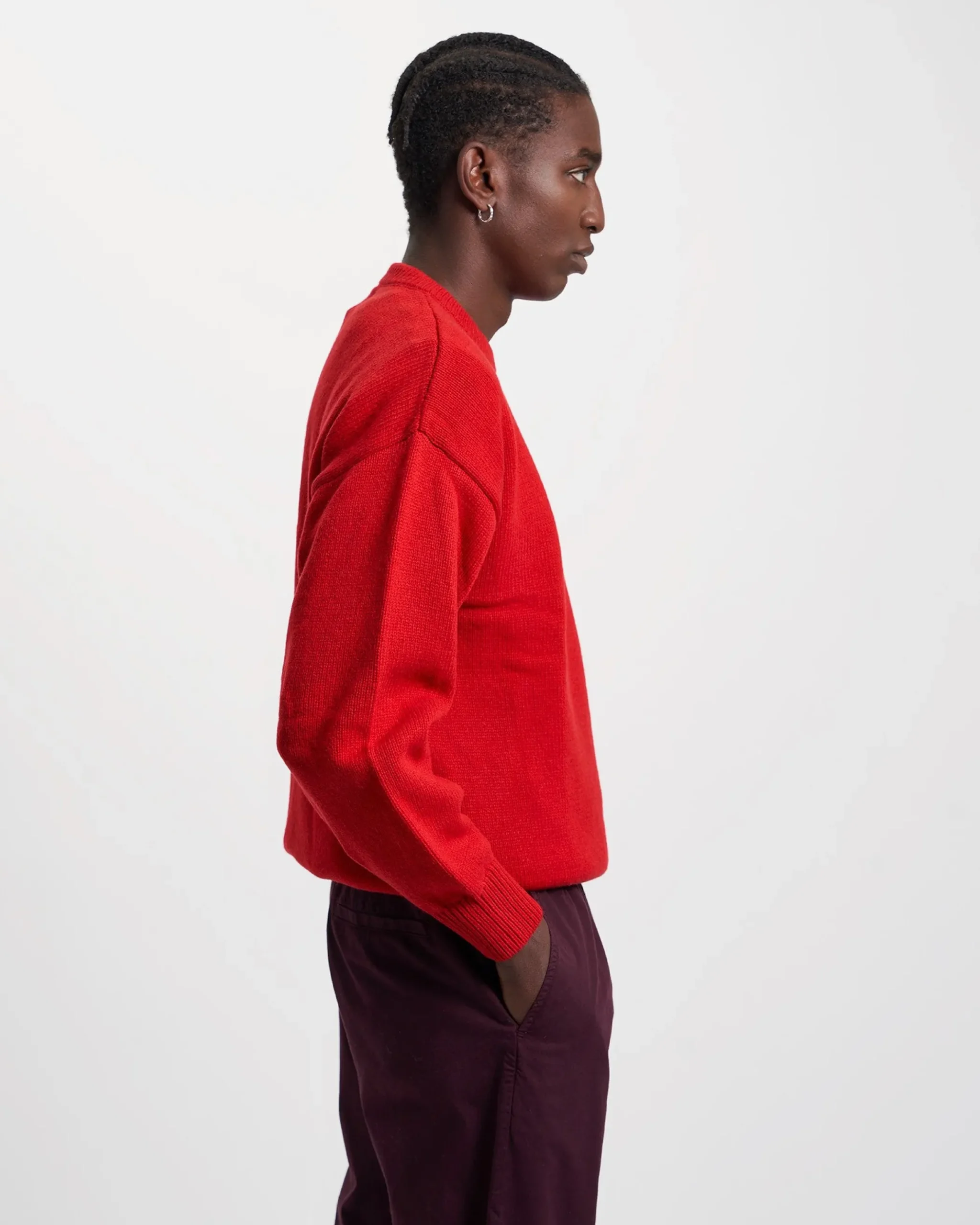 Oversized Merino Wool Crew - Scarlet Red