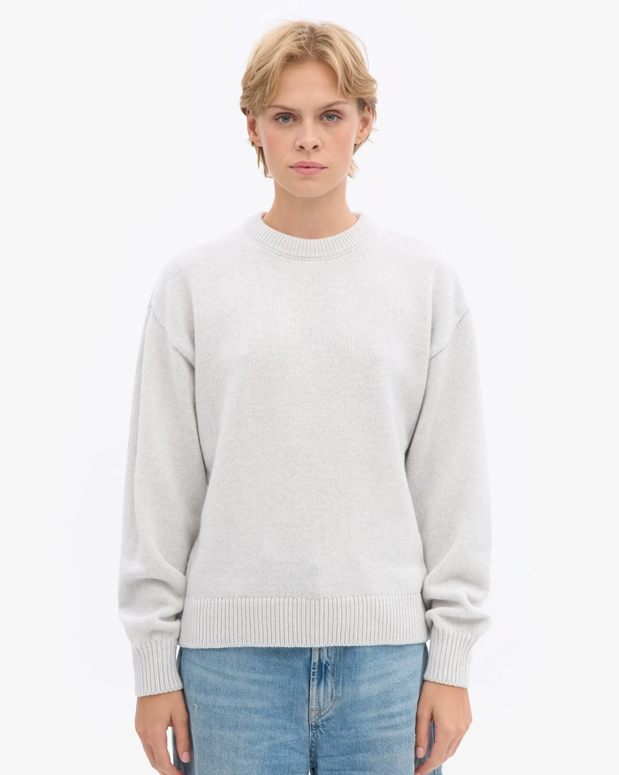 Oversized Merino Wool Crew - Snow Melange