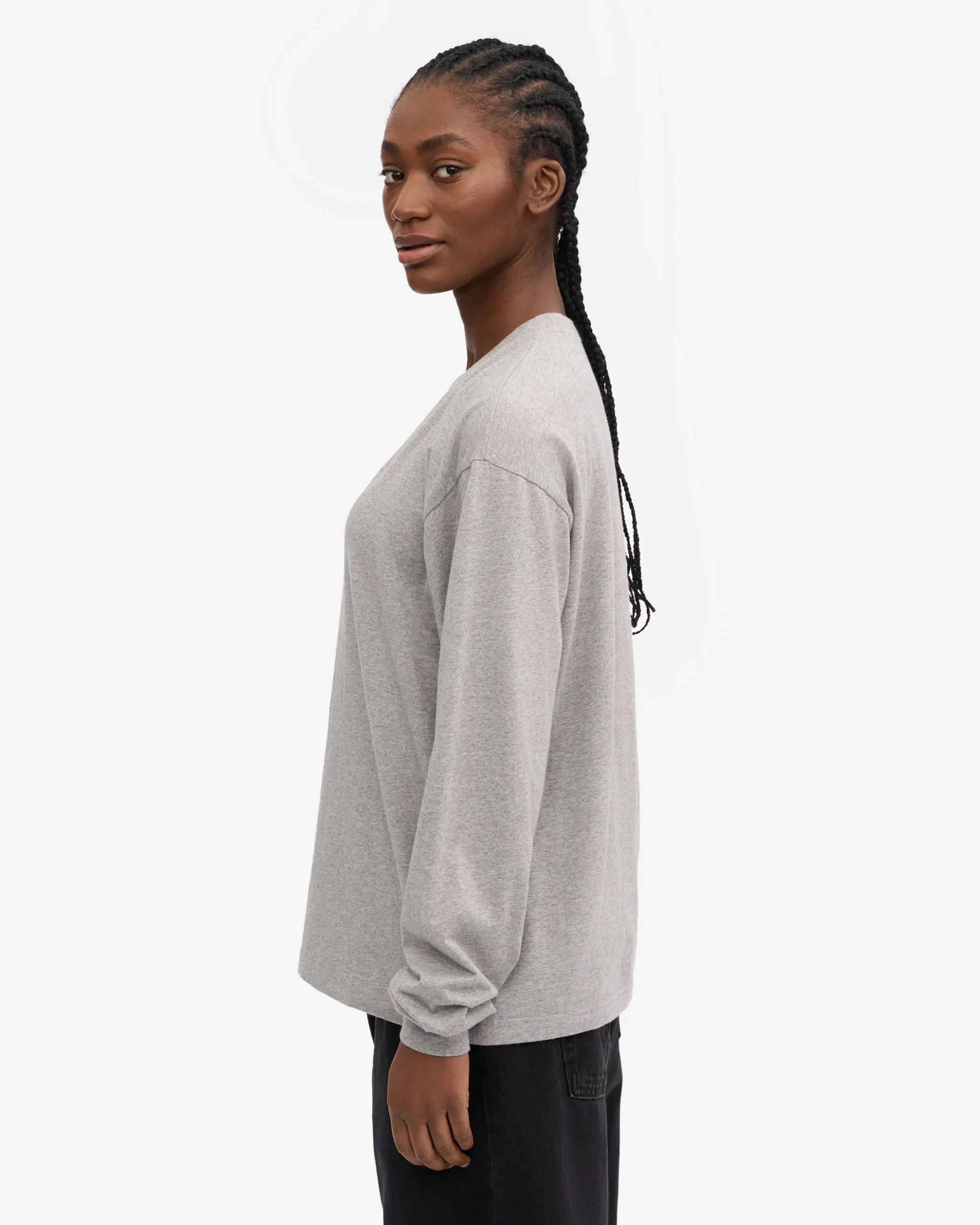 Oversized Organic LS T-Shirt - Heather Grey
