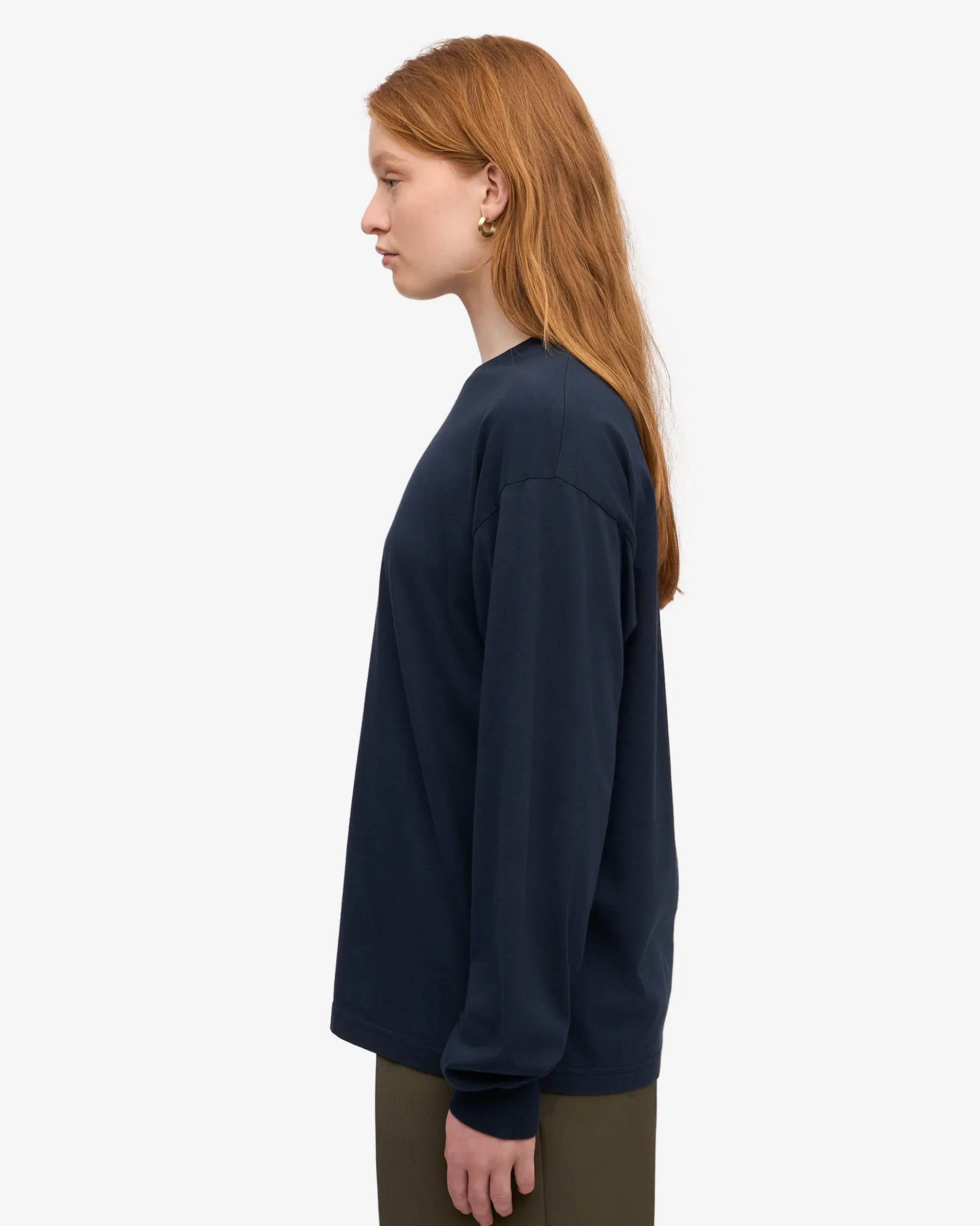 Oversized Organic LS T-Shirt - Navy Blue