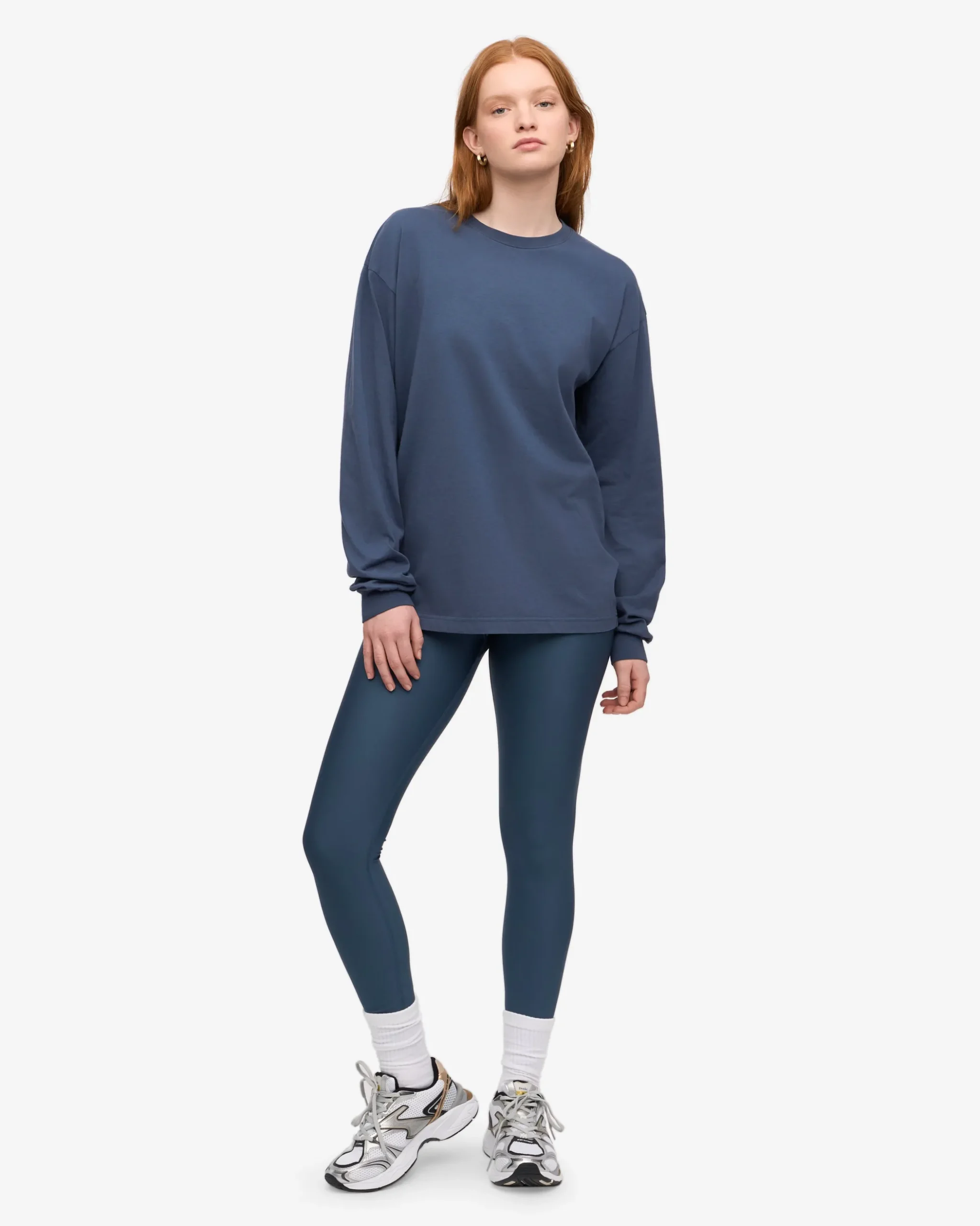 Oversized Organic LS T-Shirt - Petrol Blue