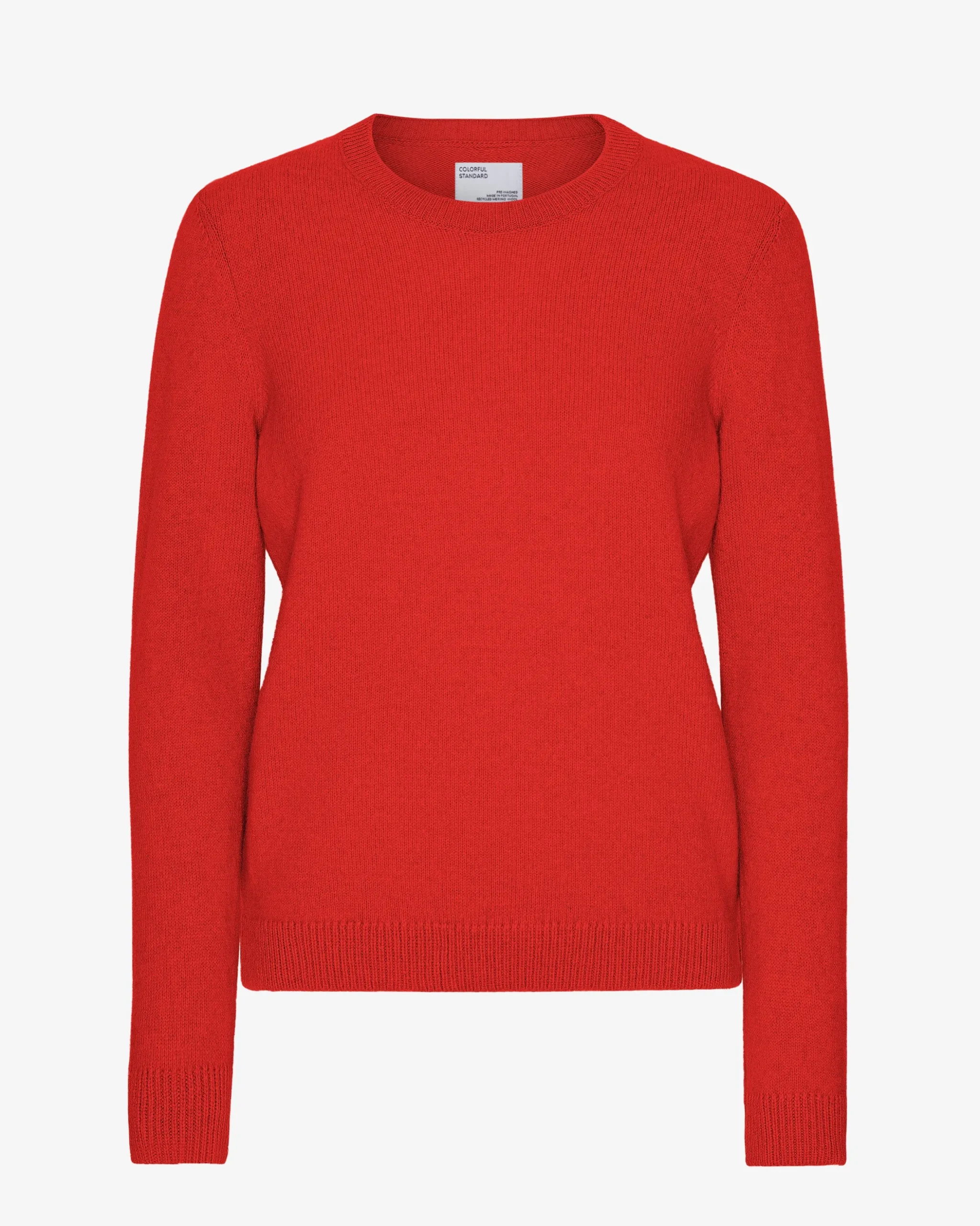 Women Classic Merino Wool Crew - Red Tangerine