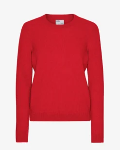Women Classic Merino Wool Crew - Scarlet Red