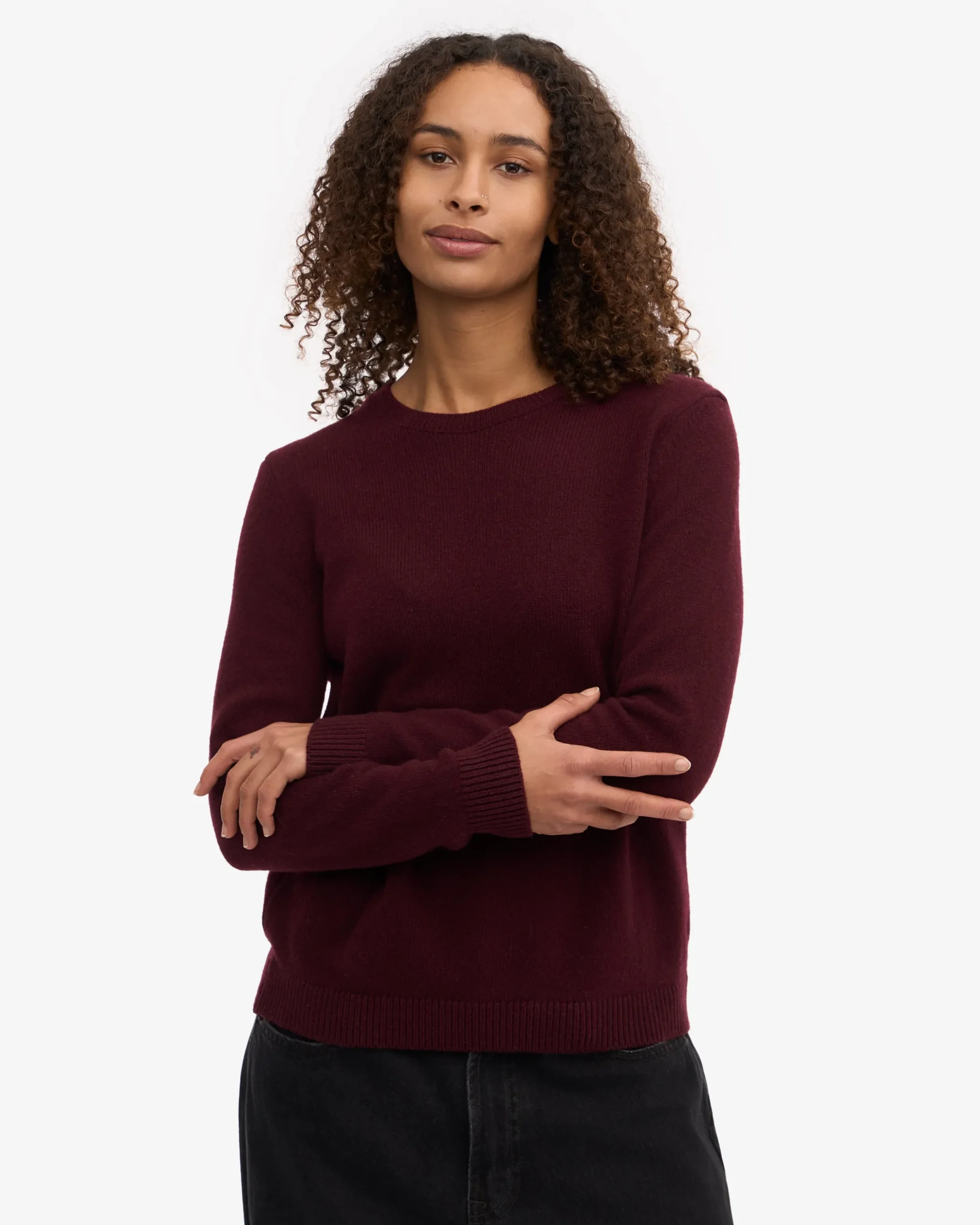 Women Classic Merino Wool Crew - Oxblood Red