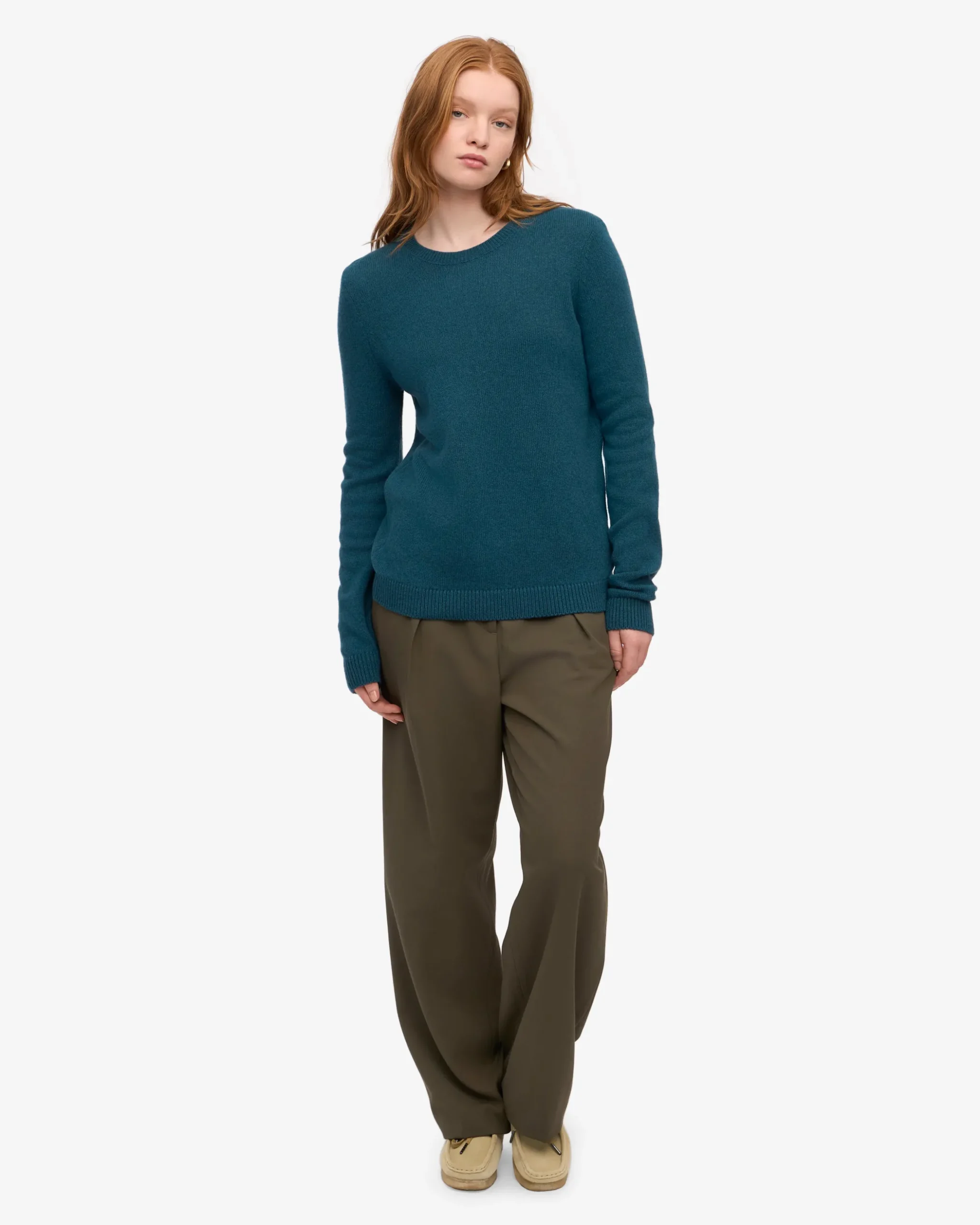Women Classic Merino Wool Crew - Ocean Green
