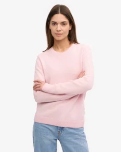 Women Classic Merino Wool Crew - Faded Pink