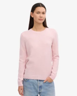 Women Light Merino Wool Crew - Faded Pink