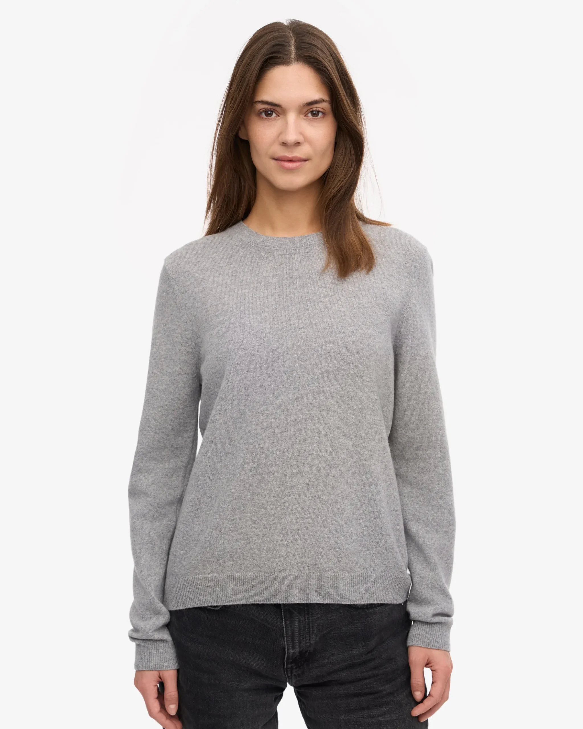 Women Light Merino Wool Crew - Heather Grey