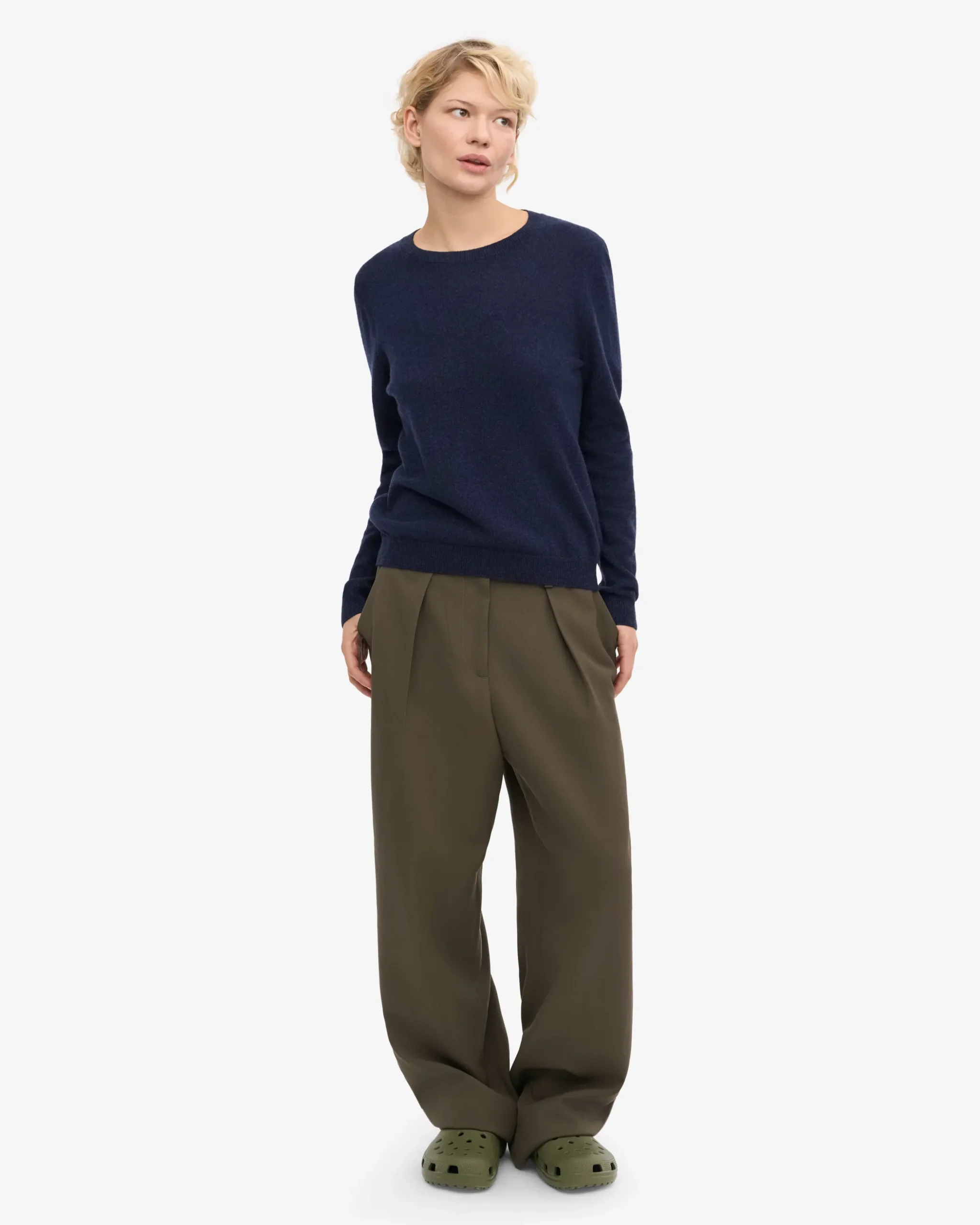 Women Light Merino Wool Crew - Marine Blue