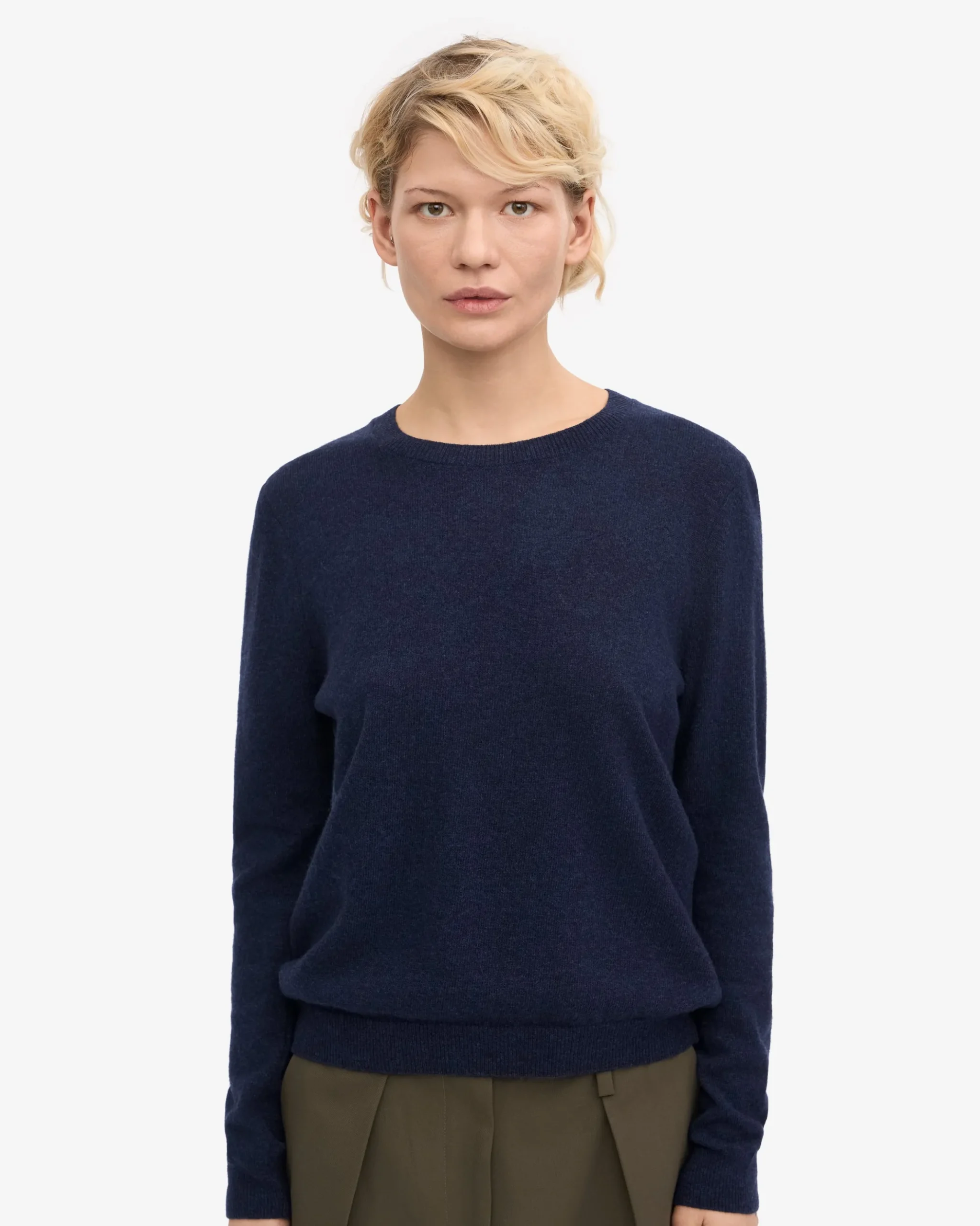 Women Light Merino Wool Crew - Marine Blue