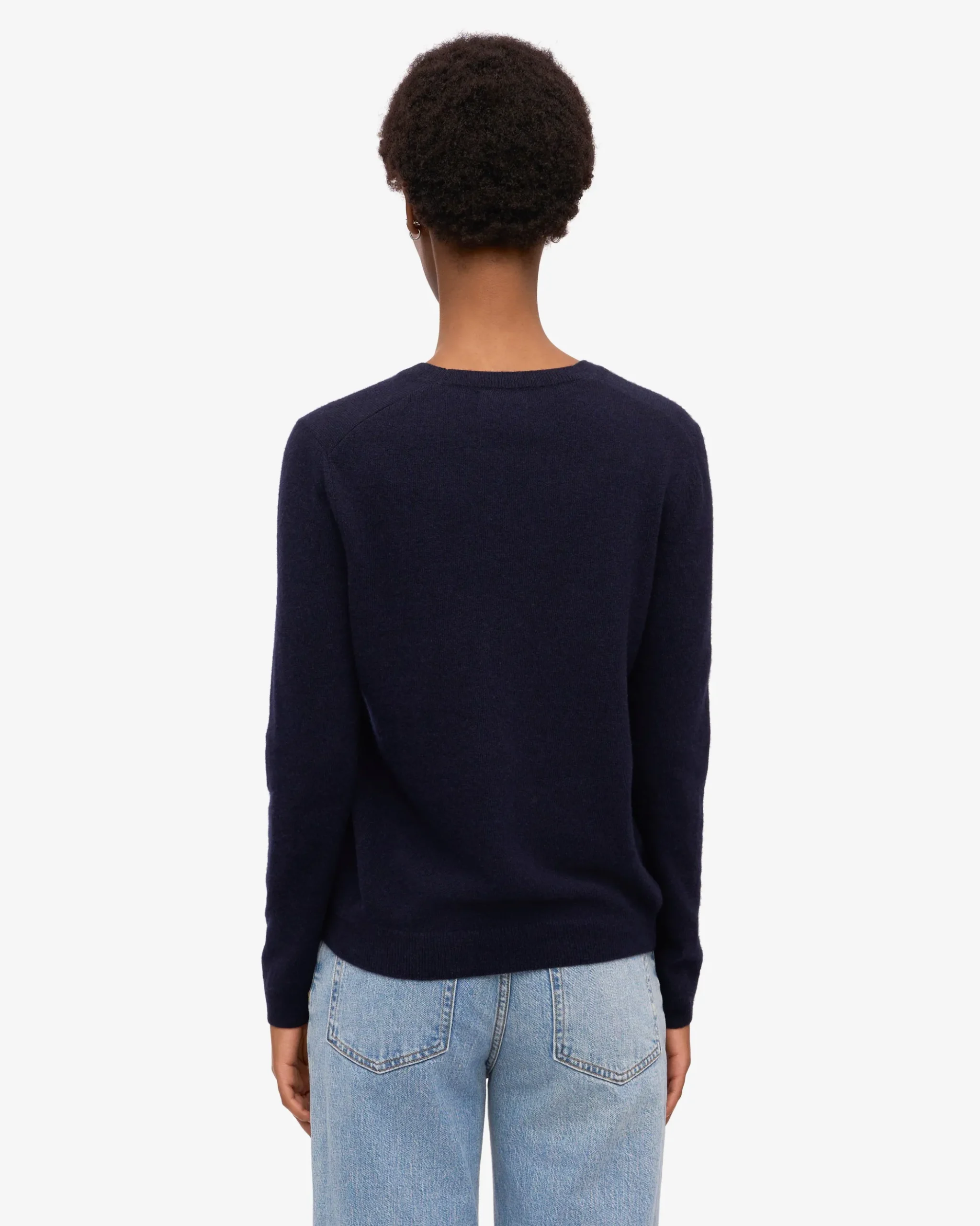 Women Light Merino Wool Crew - Navy Blue