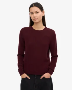 Women Light Merino Wool Crew - Oxblood Red
