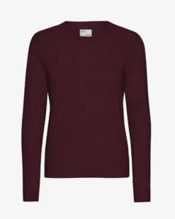Women Light Merino Wool Crew - Oxblood Red