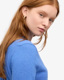 Women Light Merino Wool Crew - Pacific Blue